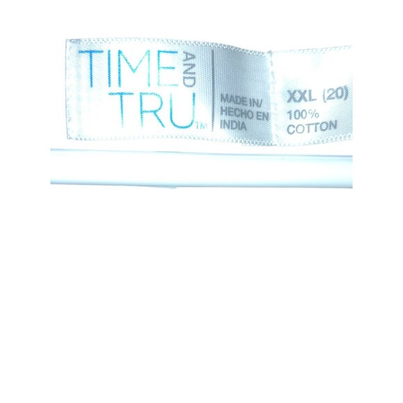 Time & Tru Womens Blouse XXL Olive Branch Plaid Tie Front Long Sleeve 100 Cotton - Picture 4 of 9